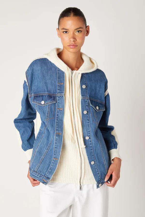 BLANK NYC Denim with Sweater Detail Jacket