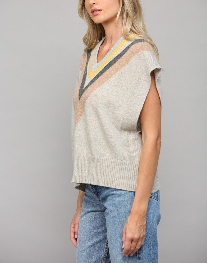 Fate Stripe V-Neck Knit Vest
