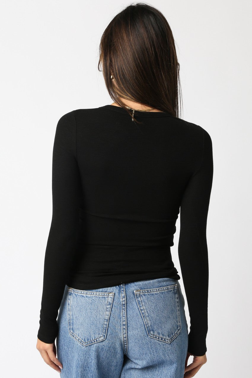 Long Sleeve Ribbed Crew Neck Top