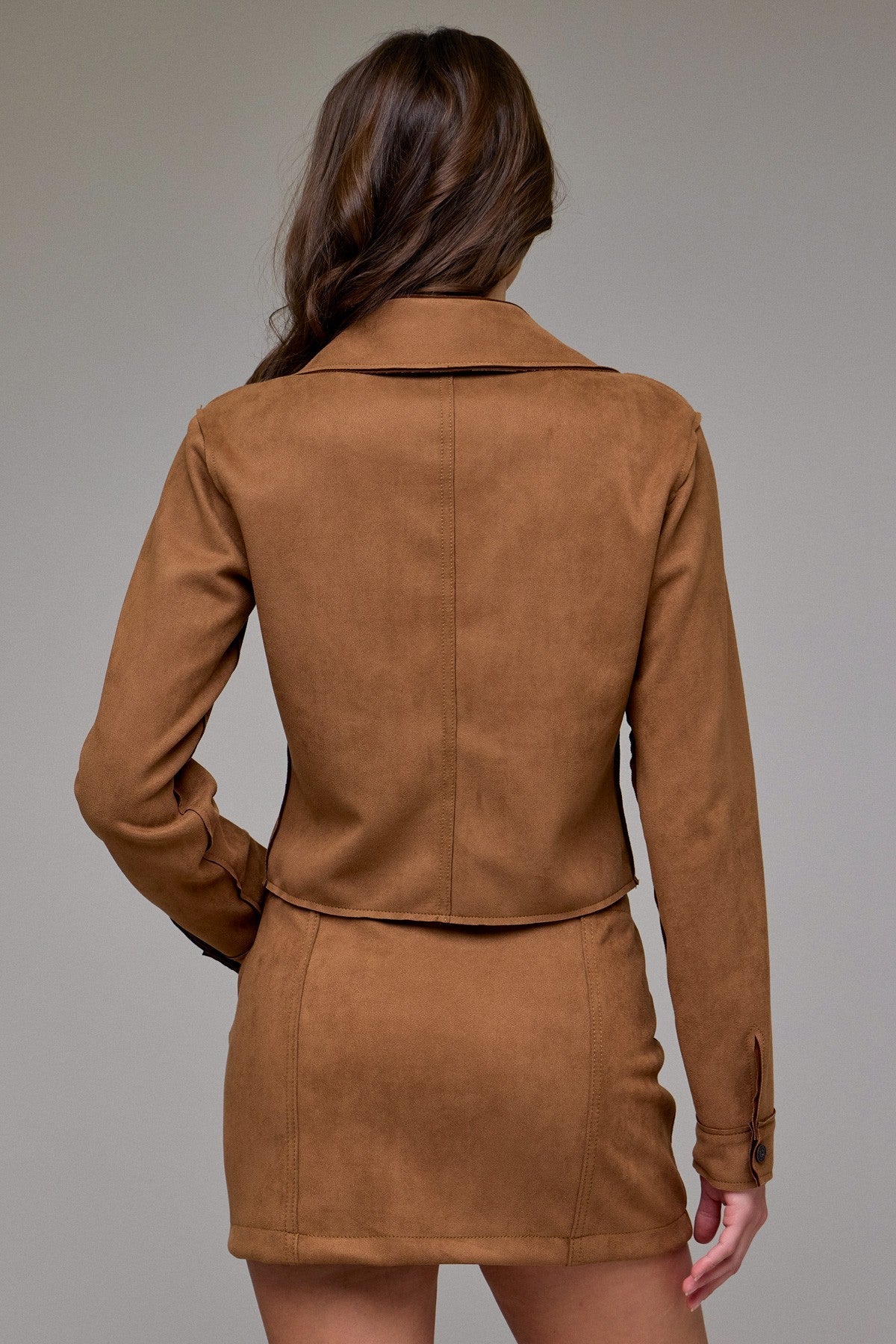 Hidden Shrunken Suede Button-Up Shirt