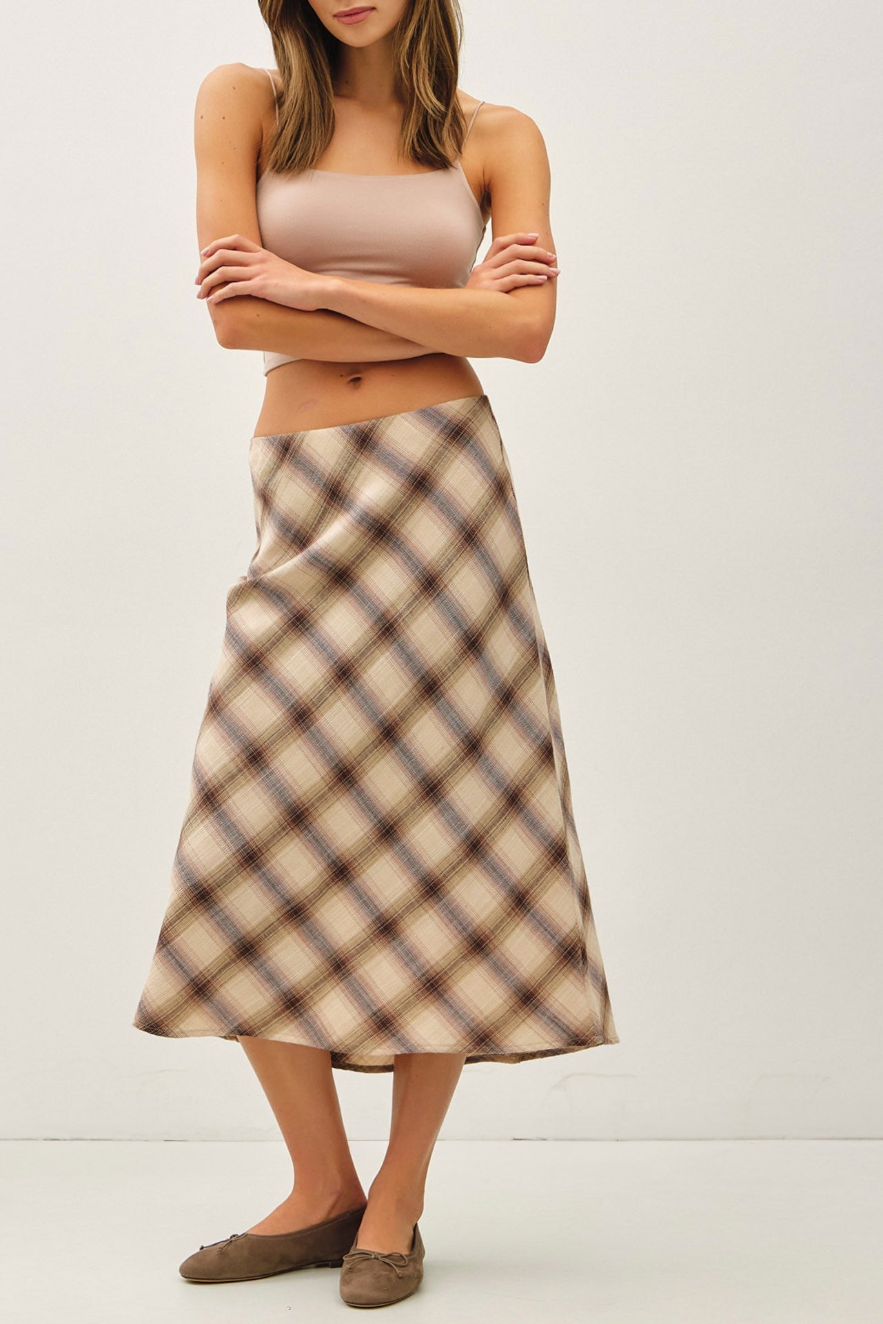 Plaid Midi Skirt