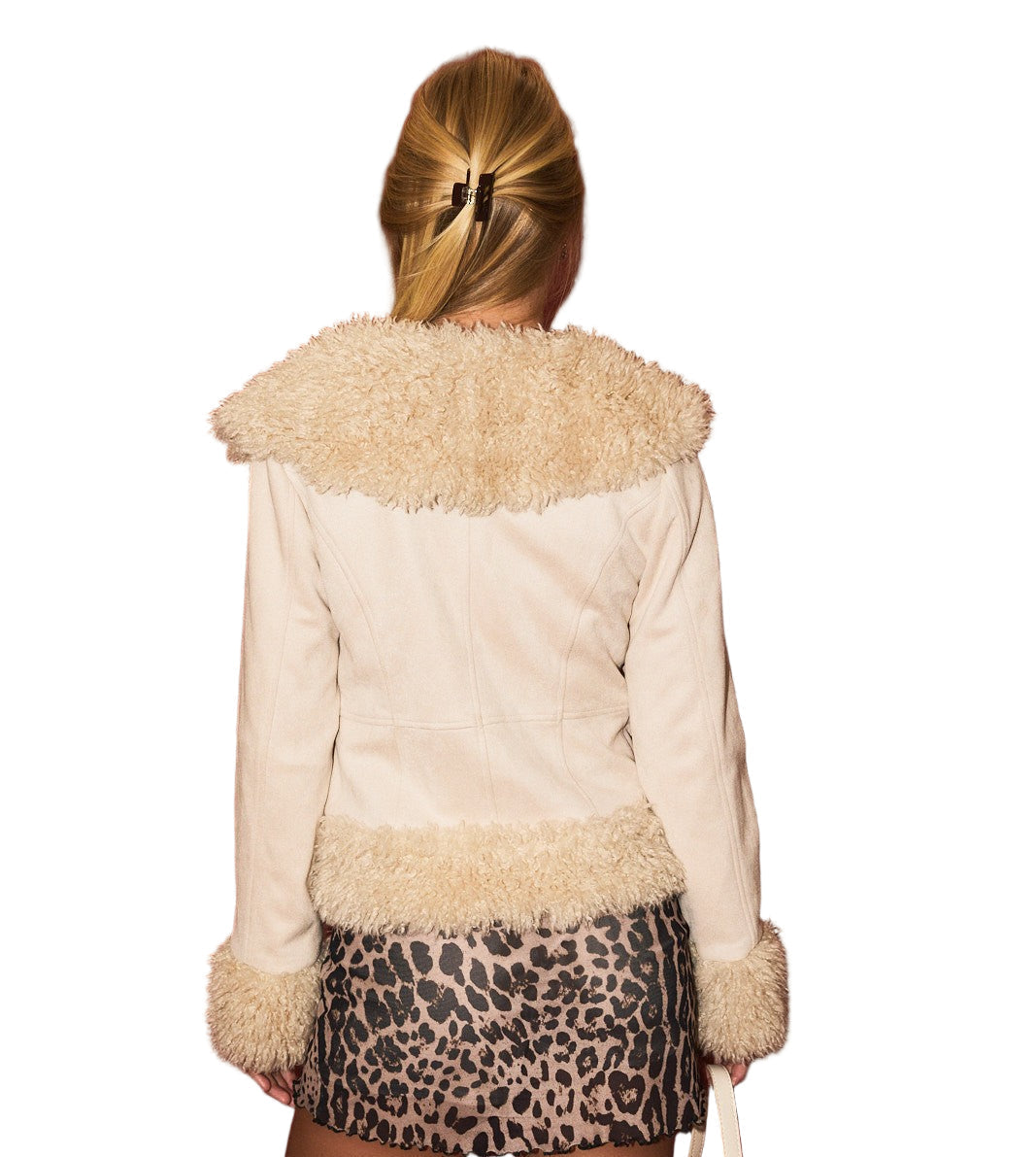 Faux Fur Trimmed Suede Jacket