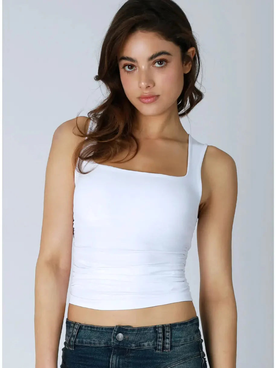 Niki Biki Clean Line Square Shirred Top