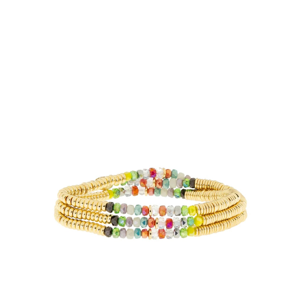 MS Metal Disc/Crystal Stretch Bracelet