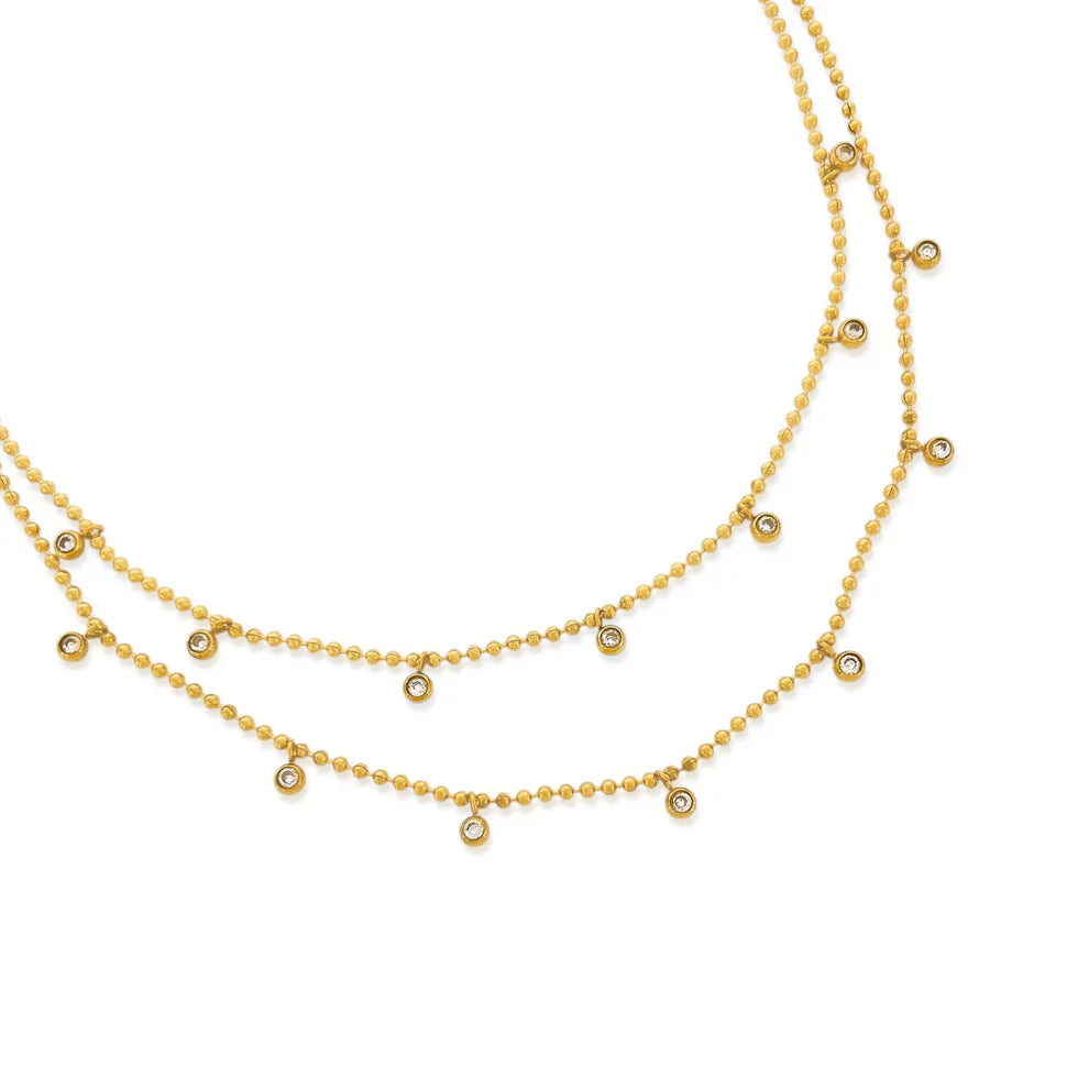 Ball Chain Necklace w/ Crystal Accents