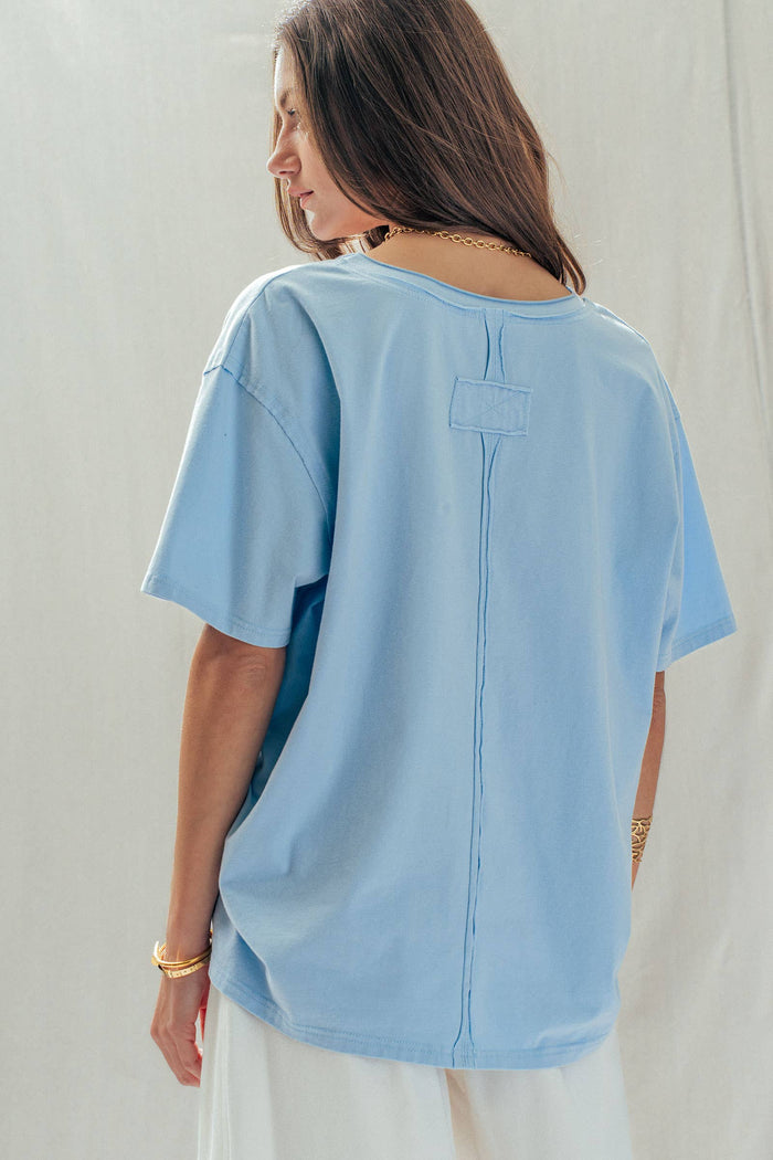 Hallie Exposed Seam V-Neck Tee