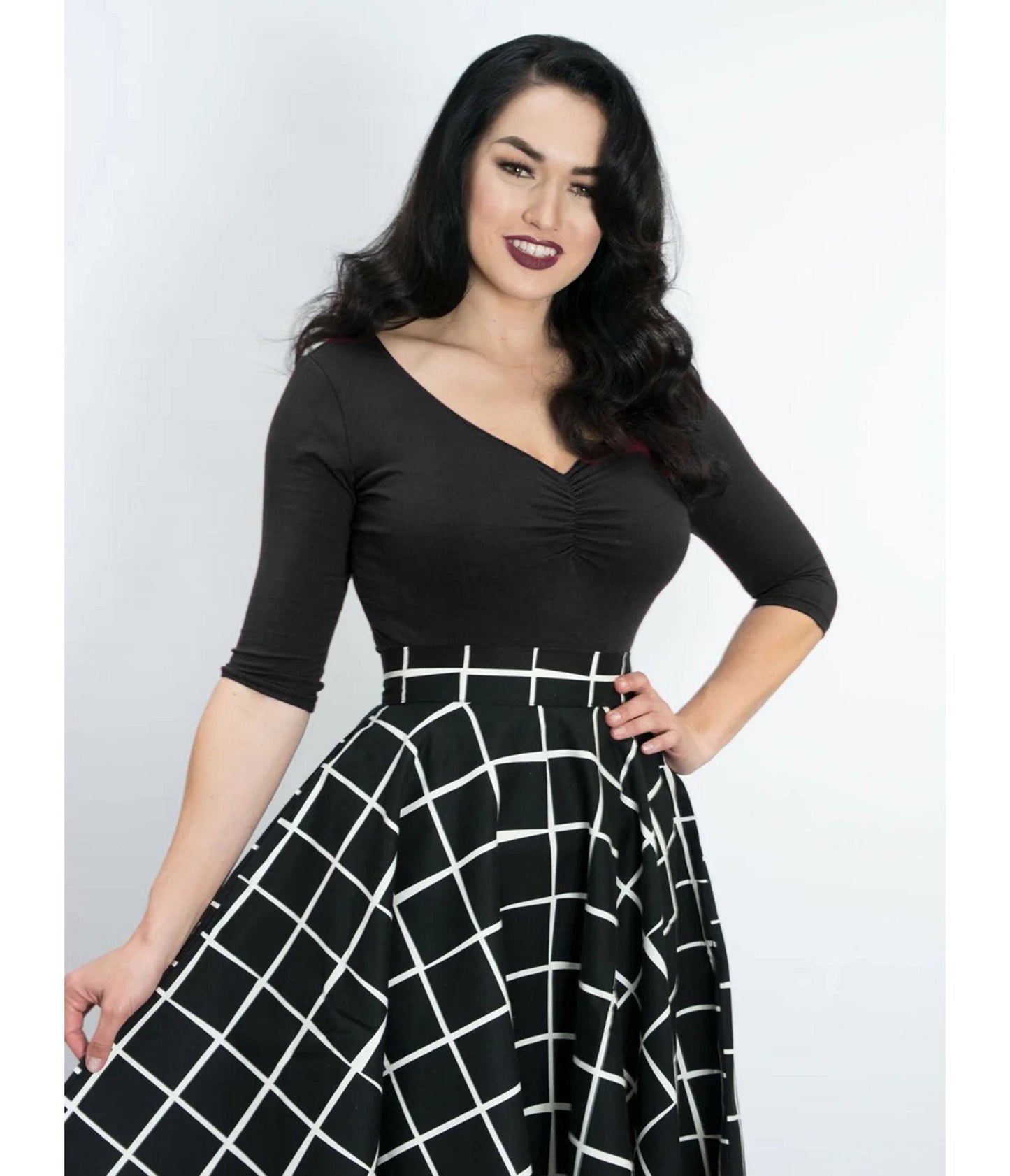 Heart of Haute Black Ruched V-Neck Top