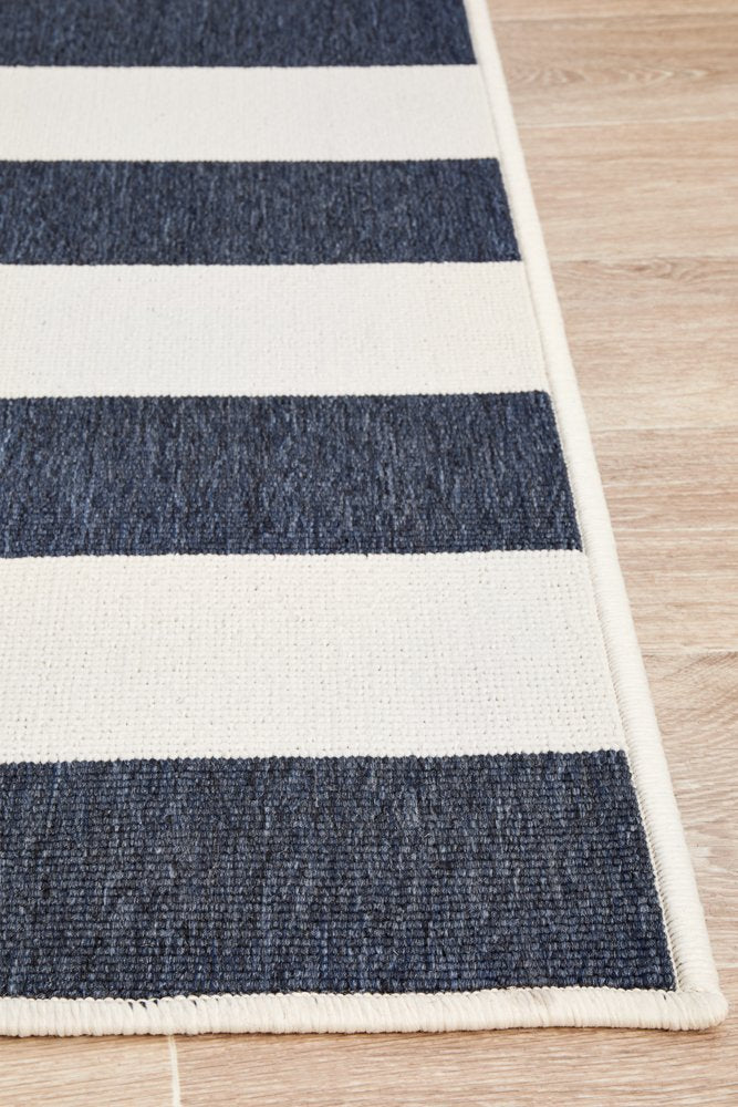 Outdoor Navy Stripe Rug