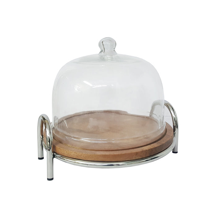 Pope Wood S/S Srving Glass Dome Cloche