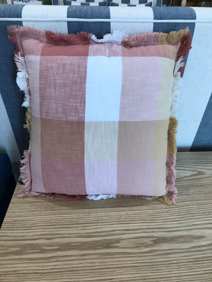 Portside Pink Check Cushion