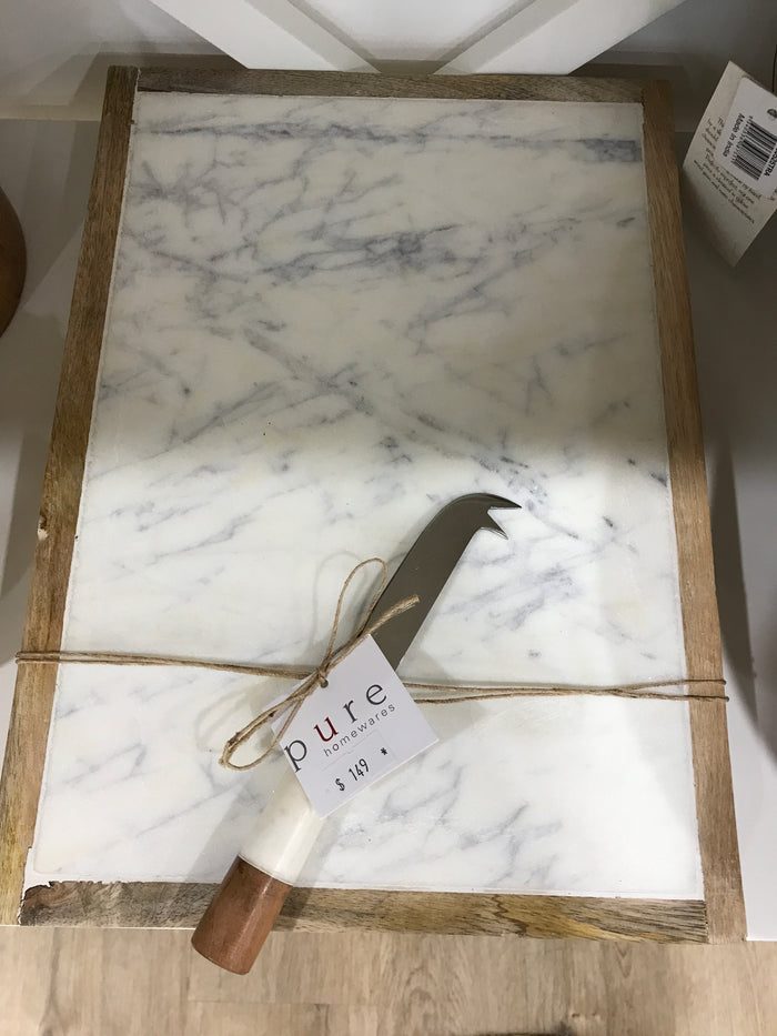 Primo Marble & Acacia Wide Platter