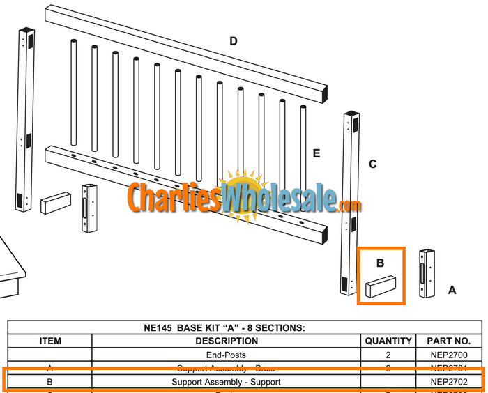 Replacement Part NEP2702 Assembly Support