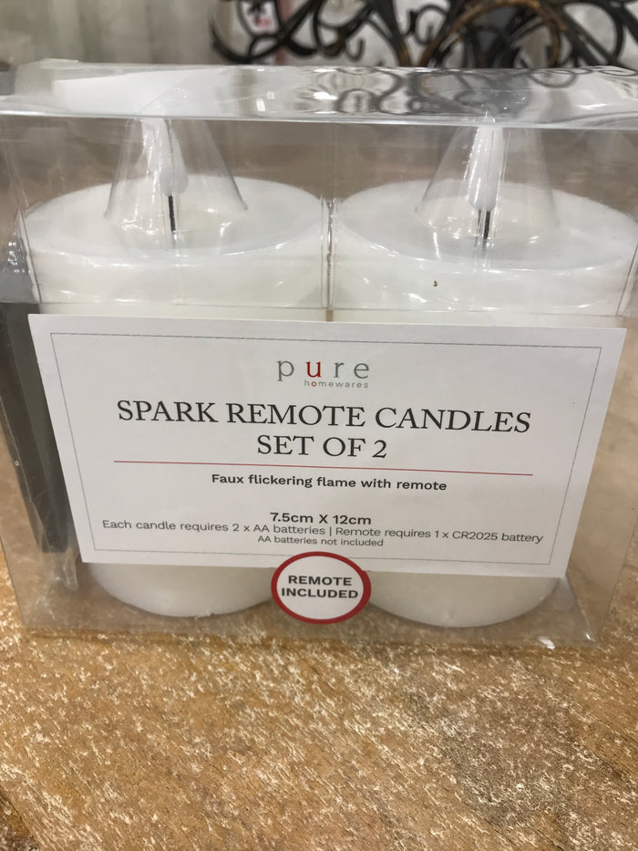 Spark Remote White Candle Sml- Set 2