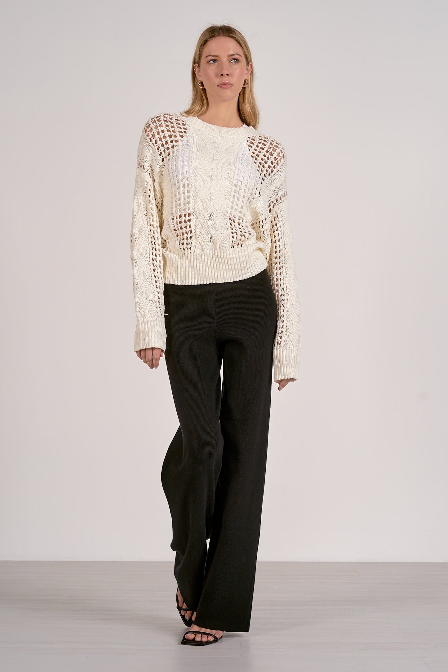Elan Open Knit Crewneck Sweater