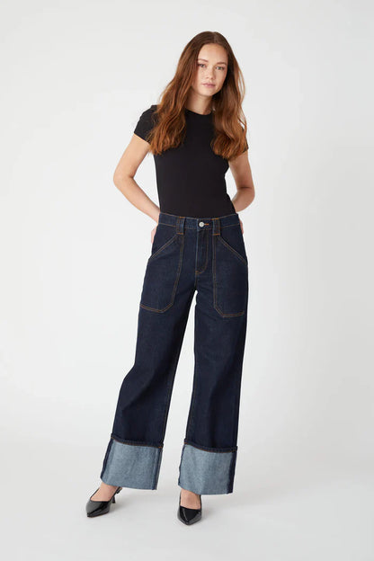 Blank Deep Wide Cuffed Utility Wide Leg Jean