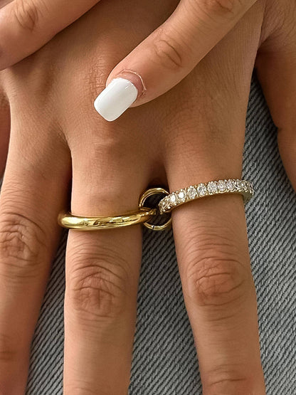 Justine Non-Tarnish Double Stack Rhinestone Ring