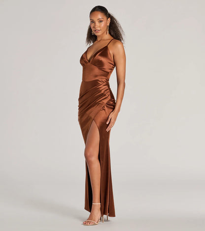 Zosia V-Neck Mermaid Satin Formal Dress