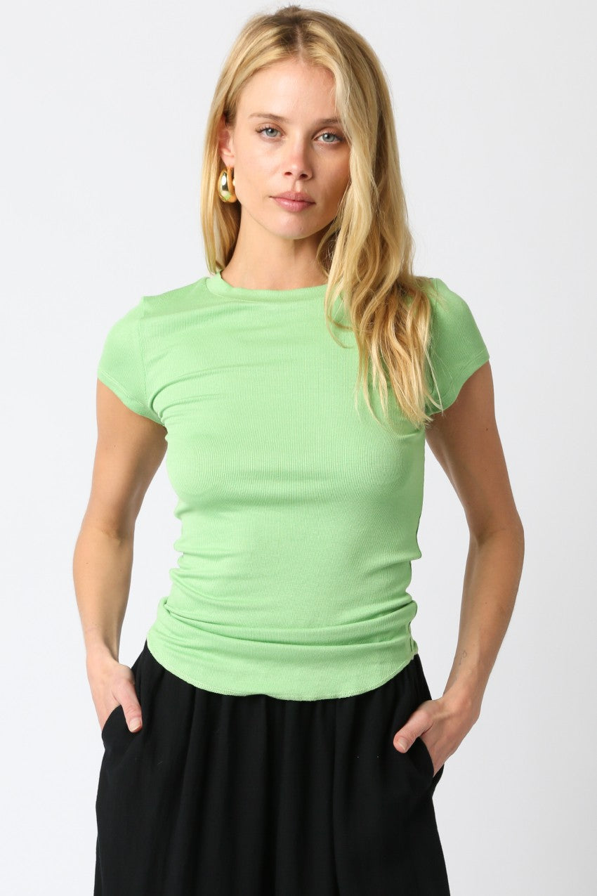 Ribbed Cap Sleeve Tee