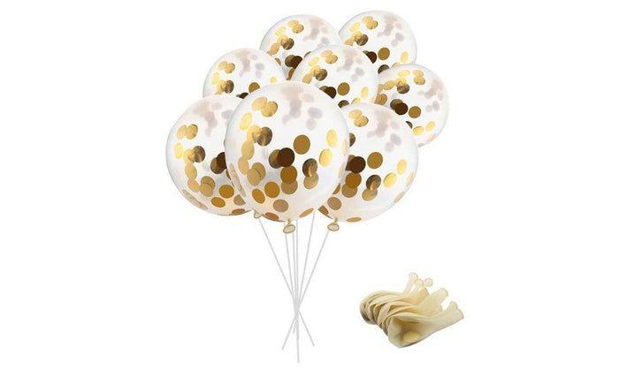12 inches Party Balloons With Gold Paper Confetti Dots For Party Decorations (20 pcs)