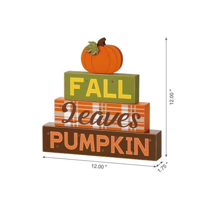 12"H LED Lighted Fall Wooden Block Word Sign Decor