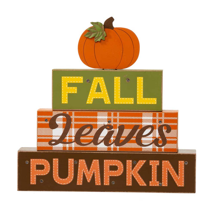 12"H LED Lighted Fall Wooden Block Word Sign Decor
