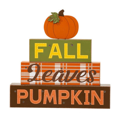 12"H LED Lighted Fall Wooden Block Word Sign Decor