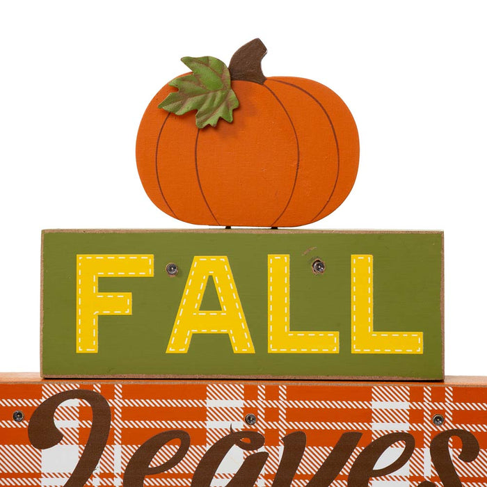 12"H LED Lighted Fall Wooden Block Word Sign Decor