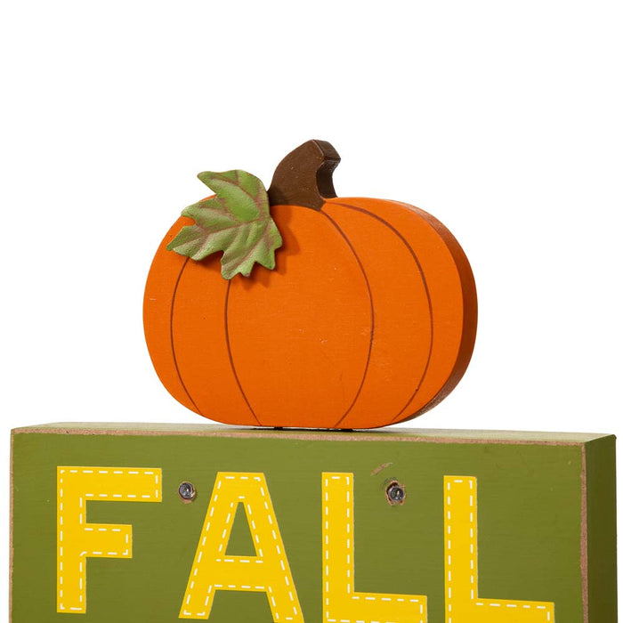 12"H LED Lighted Fall Wooden Block Word Sign Decor