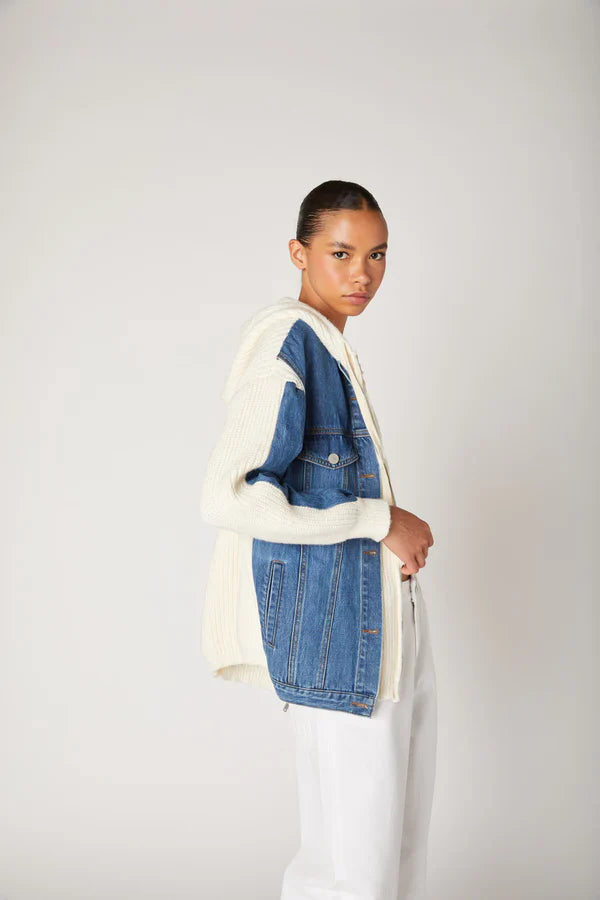 BLANK NYC Denim with Sweater Detail Jacket