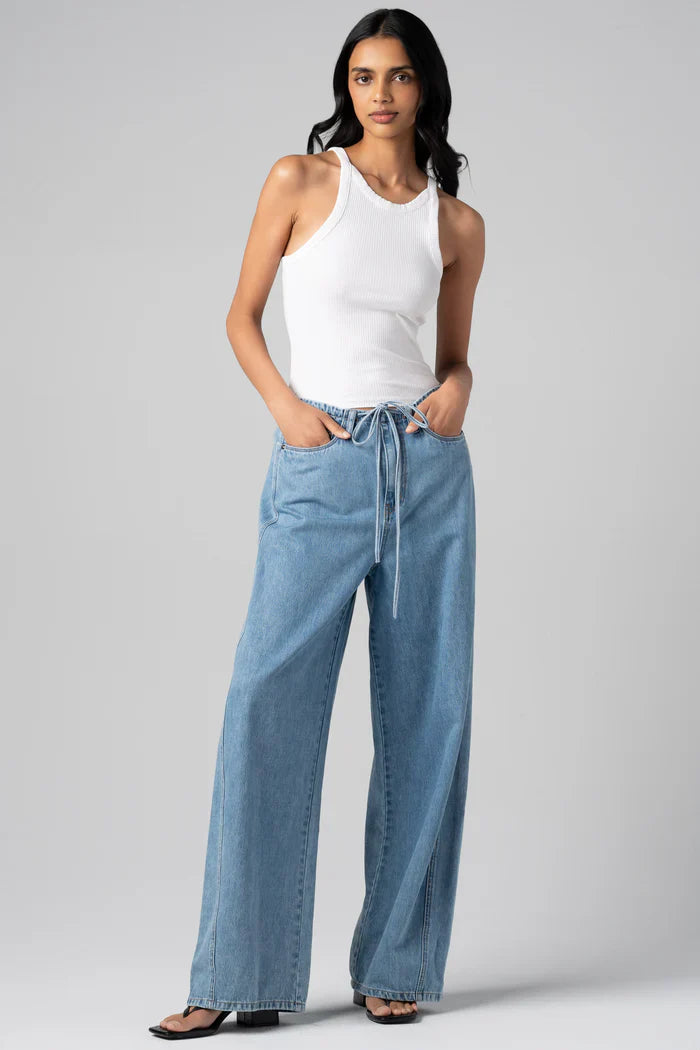 Blank NYC Passing Time Wide Leg Tie Waist Jean