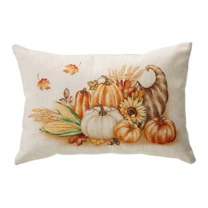 18"L Faux Burlap Thanksgiving Croissant Pillow