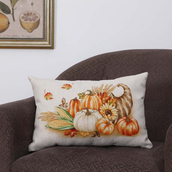 18"L Faux Burlap Thanksgiving Croissant Pillow