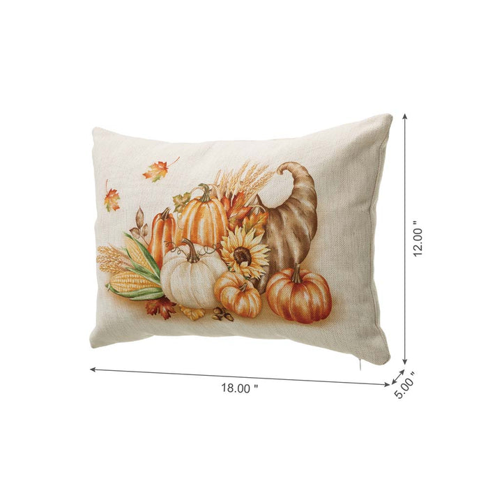 18"L Faux Burlap Thanksgiving Croissant Pillow