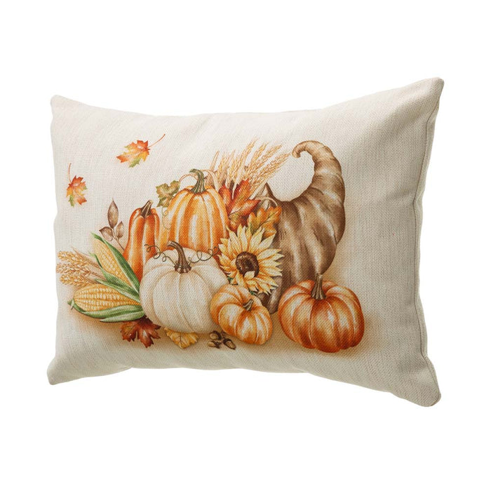 18"L Faux Burlap Thanksgiving Croissant Pillow