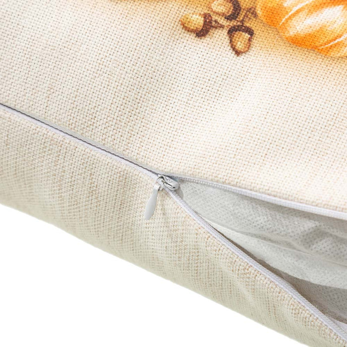 18"L Faux Burlap Thanksgiving Croissant Pillow