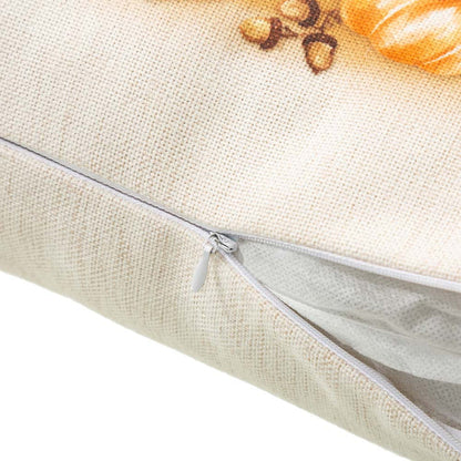 18"L Faux Burlap Thanksgiving Croissant Pillow