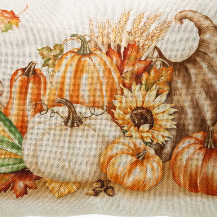 18"L Faux Burlap Thanksgiving Croissant Pillow