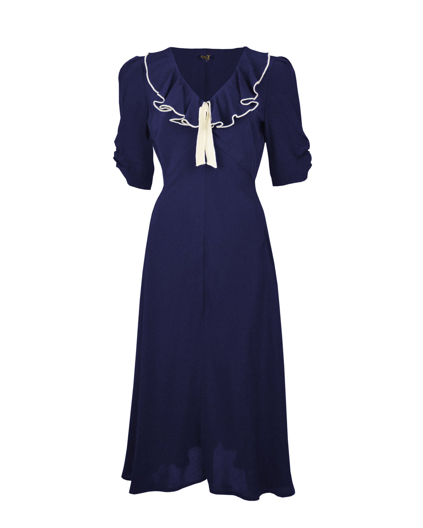 1930s Cora Bias Cut Dress - Navy