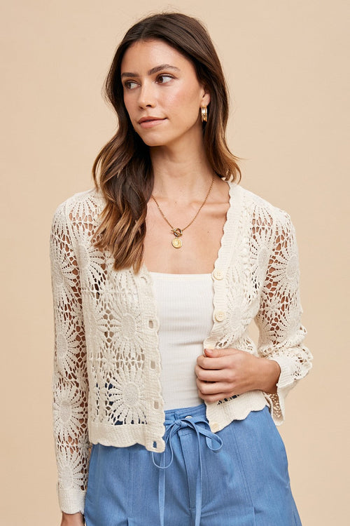 Floral Crochet Sweater Cardigan