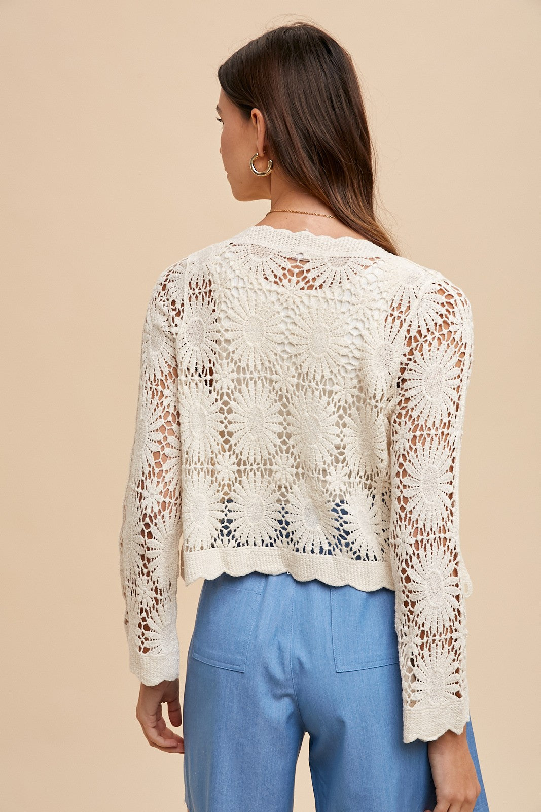 Floral Crochet Sweater Cardigan