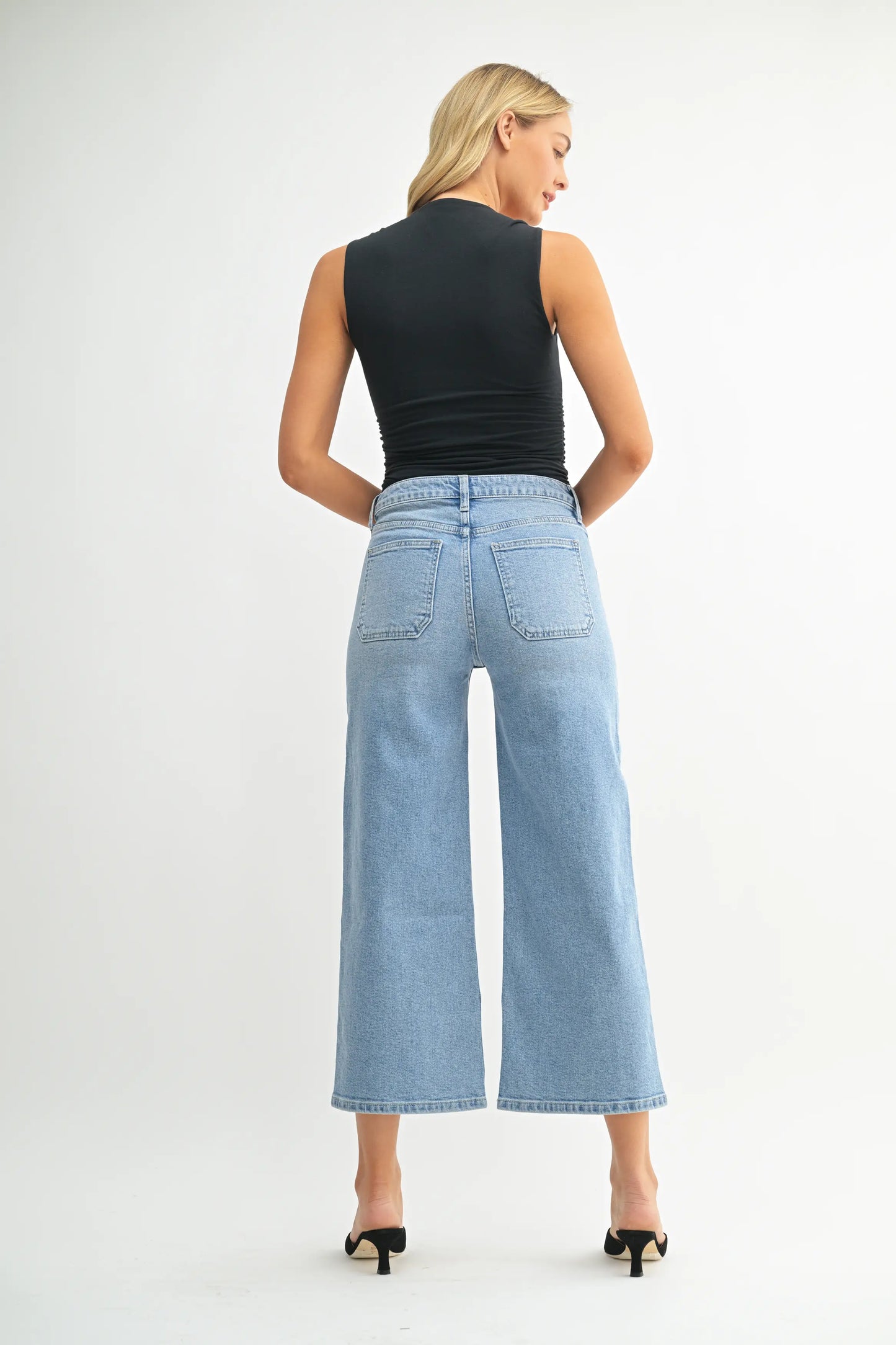 Just Black Denim Cropped Wide Leg