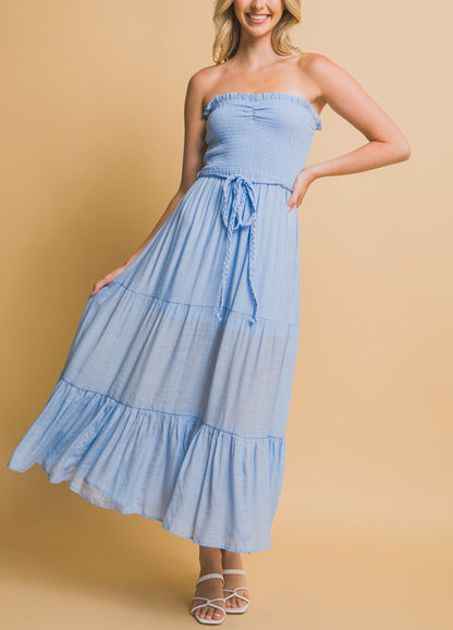 Nell Belted Strapless Maxi Dress