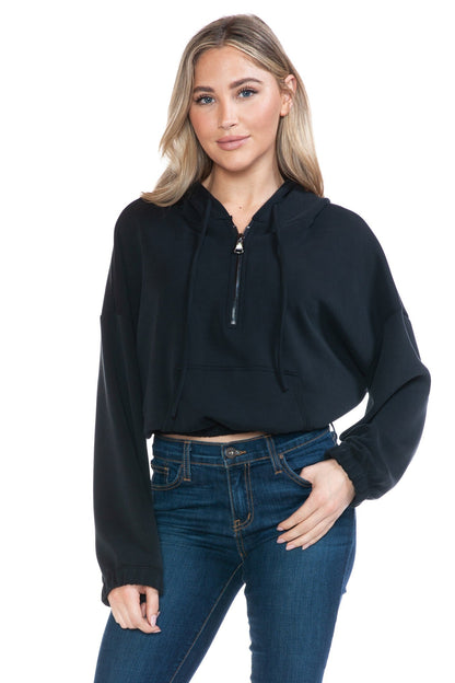 Cropped LS Half Zip Hoodie