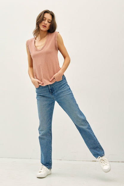 Scoop Neck Cap Sleeve Top