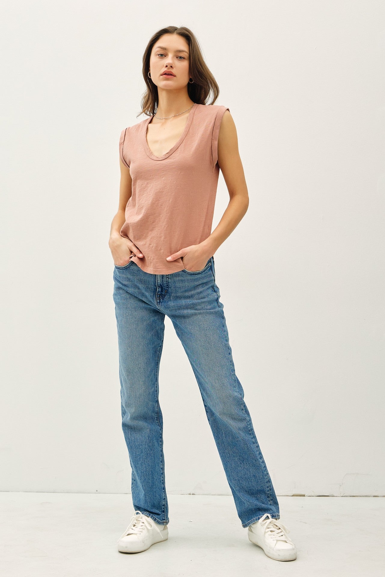 Scoop Neck Cap Sleeve Top
