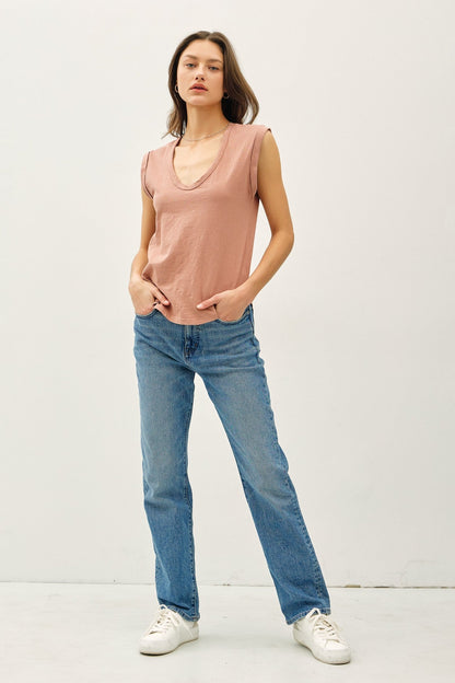 Scoop Neck Cap Sleeve Top