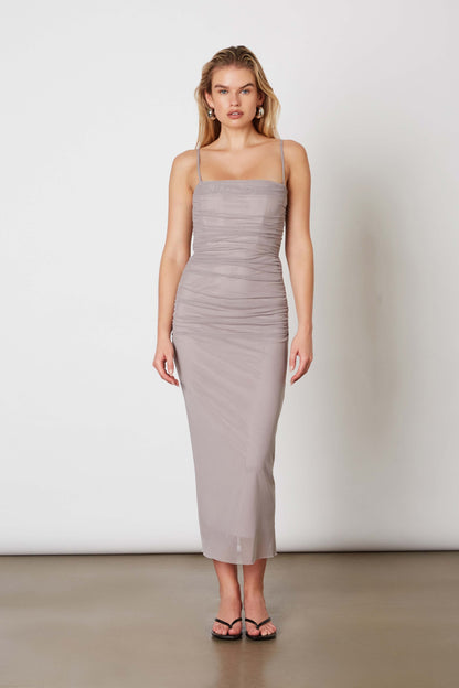 Ruched Mesh Mdid Dress