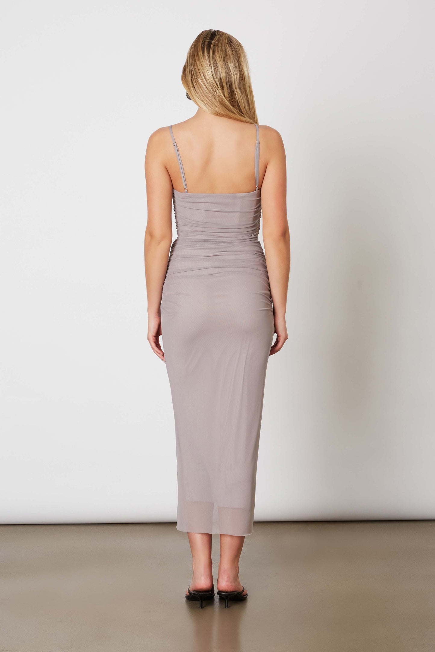 Ruched Mesh Mdid Dress
