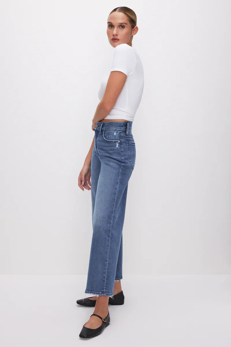 Good American Good Waist Cropped Palazzo Jeans