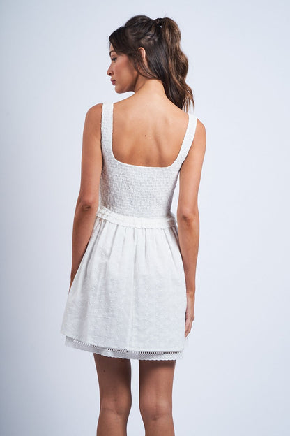 Eyelet Smocked Mini Dress